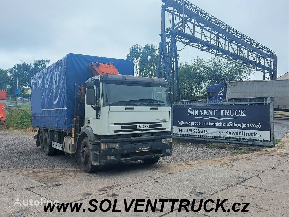 camion bâché IVECO EuroTech 260E27,Euro 3,Hydraulická ruka Panoba