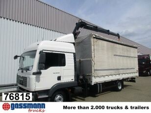 camion bâché MAN TGL 12.240BL 4x2, mit Kran Hiab 088 mit Funk