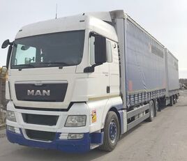 camion bâché MAN TGX 26.480   + trailer + remorque bâchée