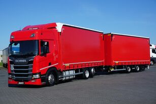 camion rideaux coulissants Scania R 450 / ACC / EURO 6 / ZESTAW PRZEJAZDOWY 120 M3 / RETARDER + remorque rideaux coulissants